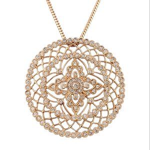 Vintage 14 Karat Rose Gold Diamond Circular Pendant Necklace #1932